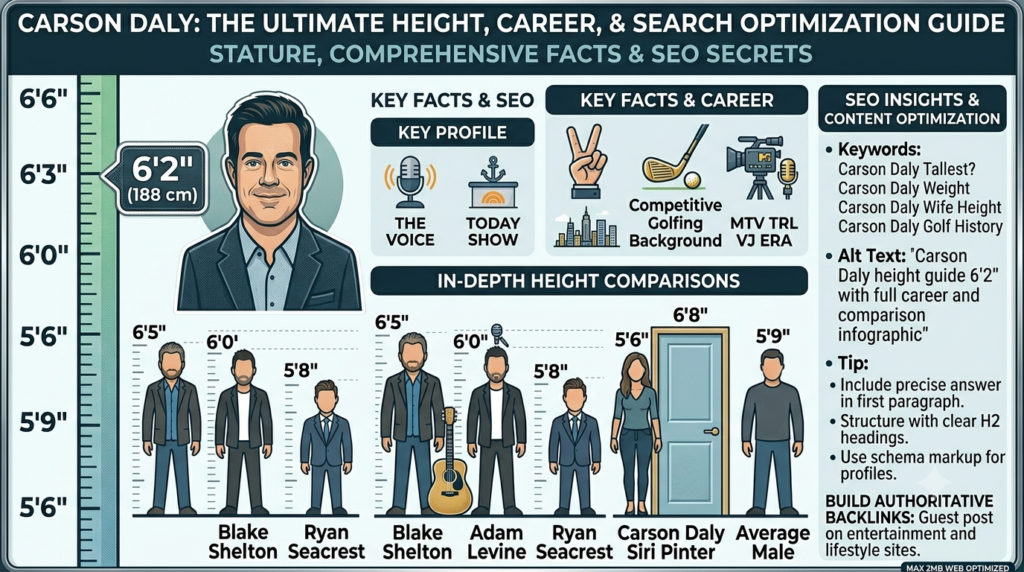 Carson Daly height comparison infographia