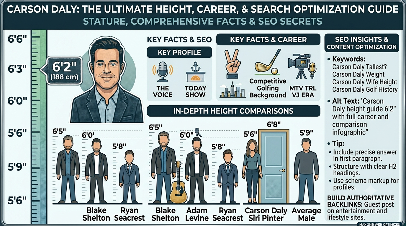 Carson Daly height comparison infographia