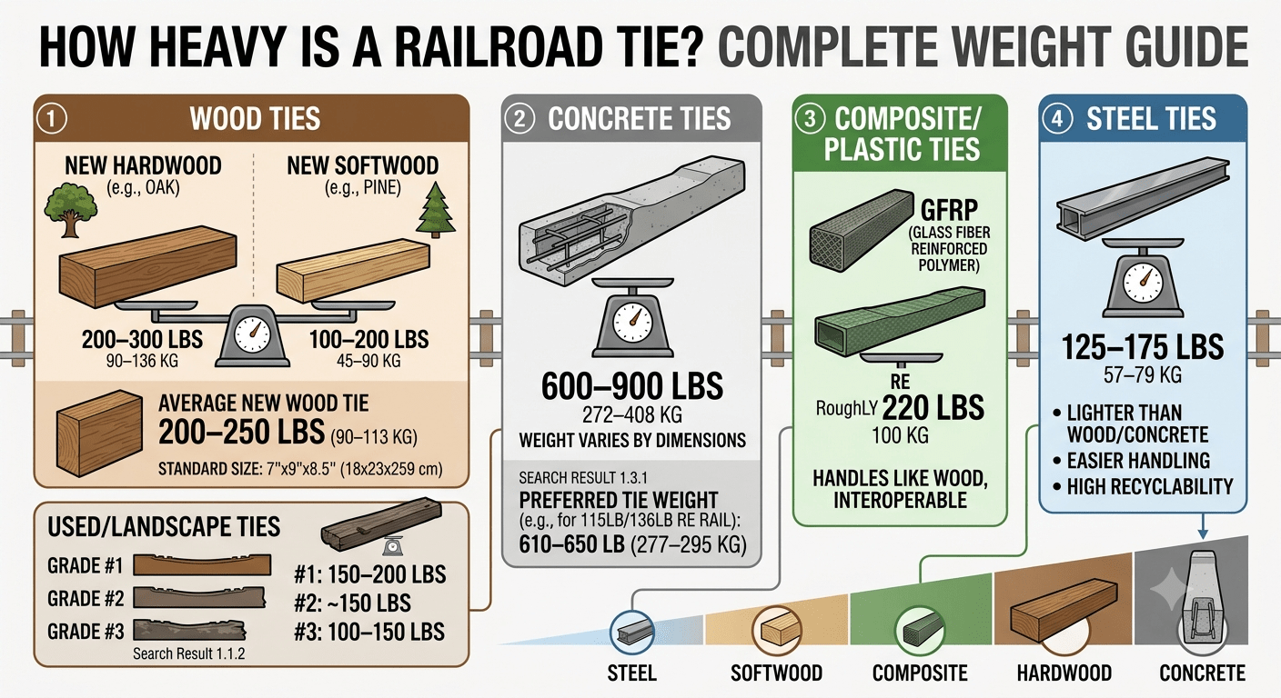 Railroad tie supporting railway track with wooden sleeper and rail infrastructure components