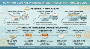 How many cups are in a bowl of healthy soup with portion measurement guide