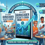 Gurucoder Secrets Ebook Euro Tech Talk displayed on a laptop screen with coding tutorials, software development lessons, and modern technology learning resources.
