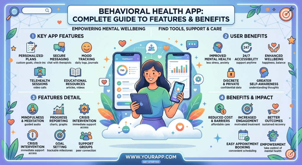 Person using a behavioral health app to track mental wellness and emotional health