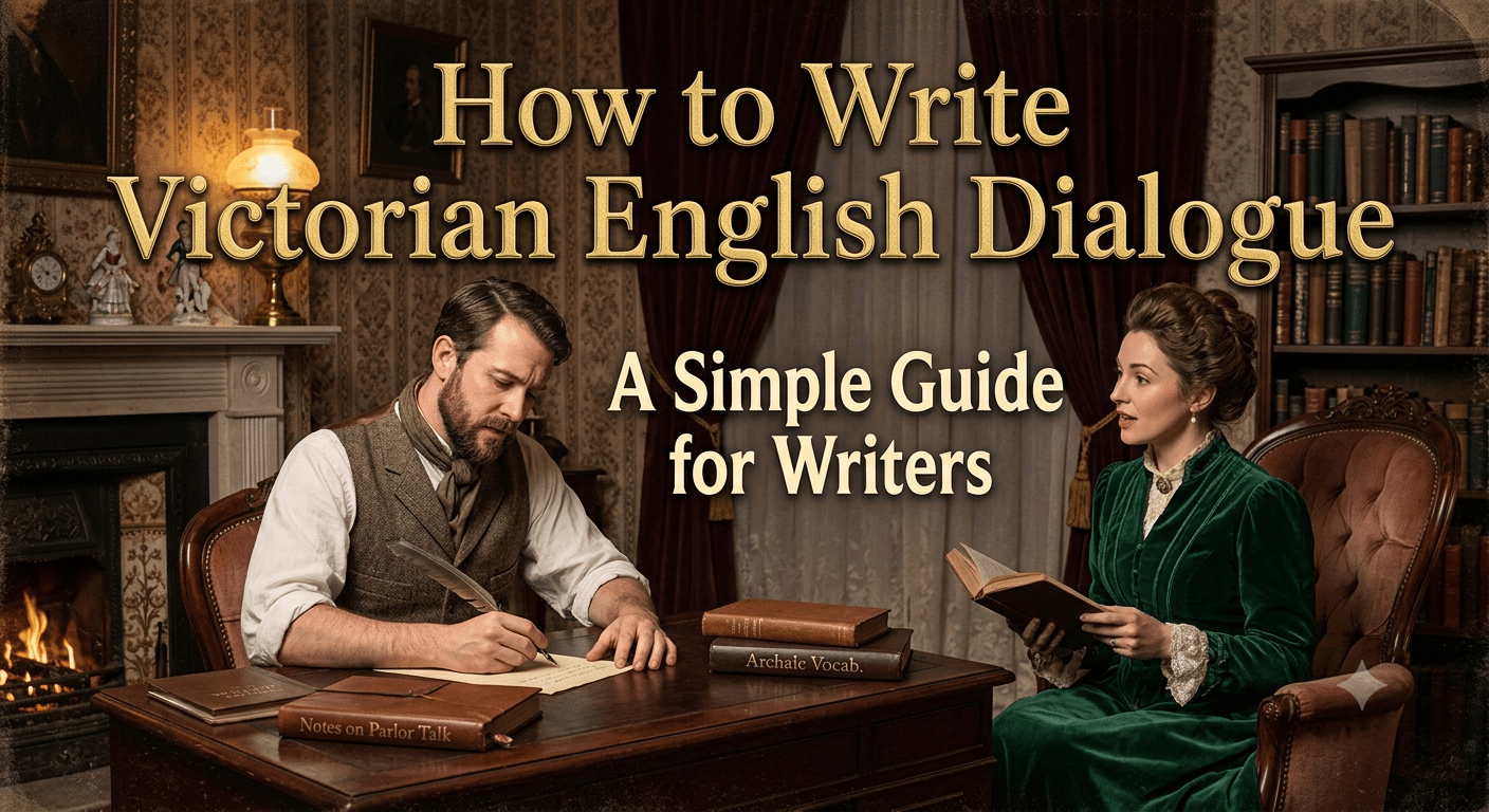 Victorian writer creating authentic Victorian English dialogue with classic literature and historical writing tools