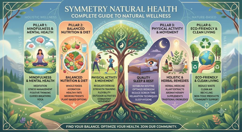 Symmetry Natural Health approach with natural wellness, healthy nutrition, and balanced lifestyle practices