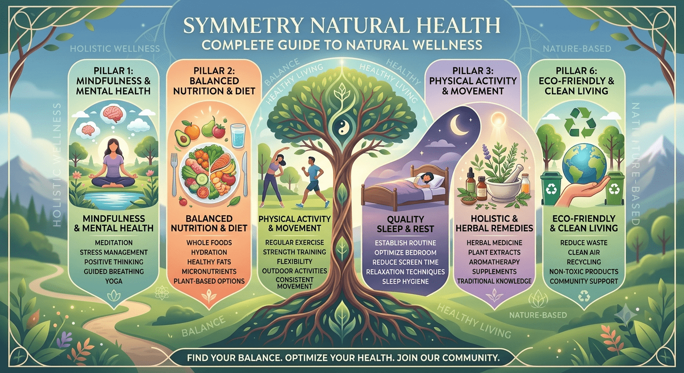 Symmetry Natural Health approach with natural wellness, healthy nutrition, and balanced lifestyle practices
