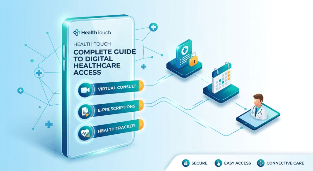 HealthTouch digital healthcare platform with patient health monitoring and wellness tracking tools