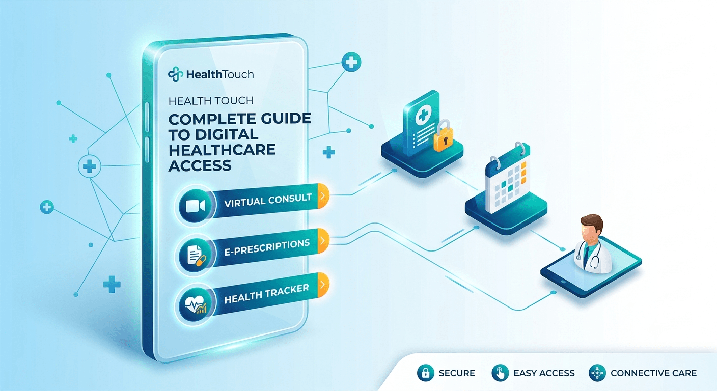 HealthTouch digital healthcare platform with patient health monitoring and wellness tracking tools