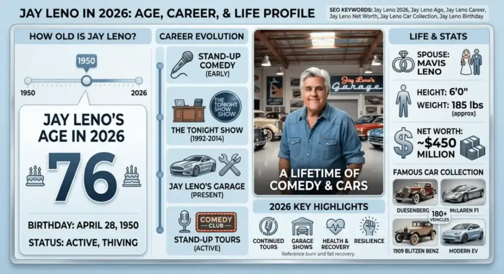 How Old Is Jay Leno? His Age Birthday Career and Life in 2026