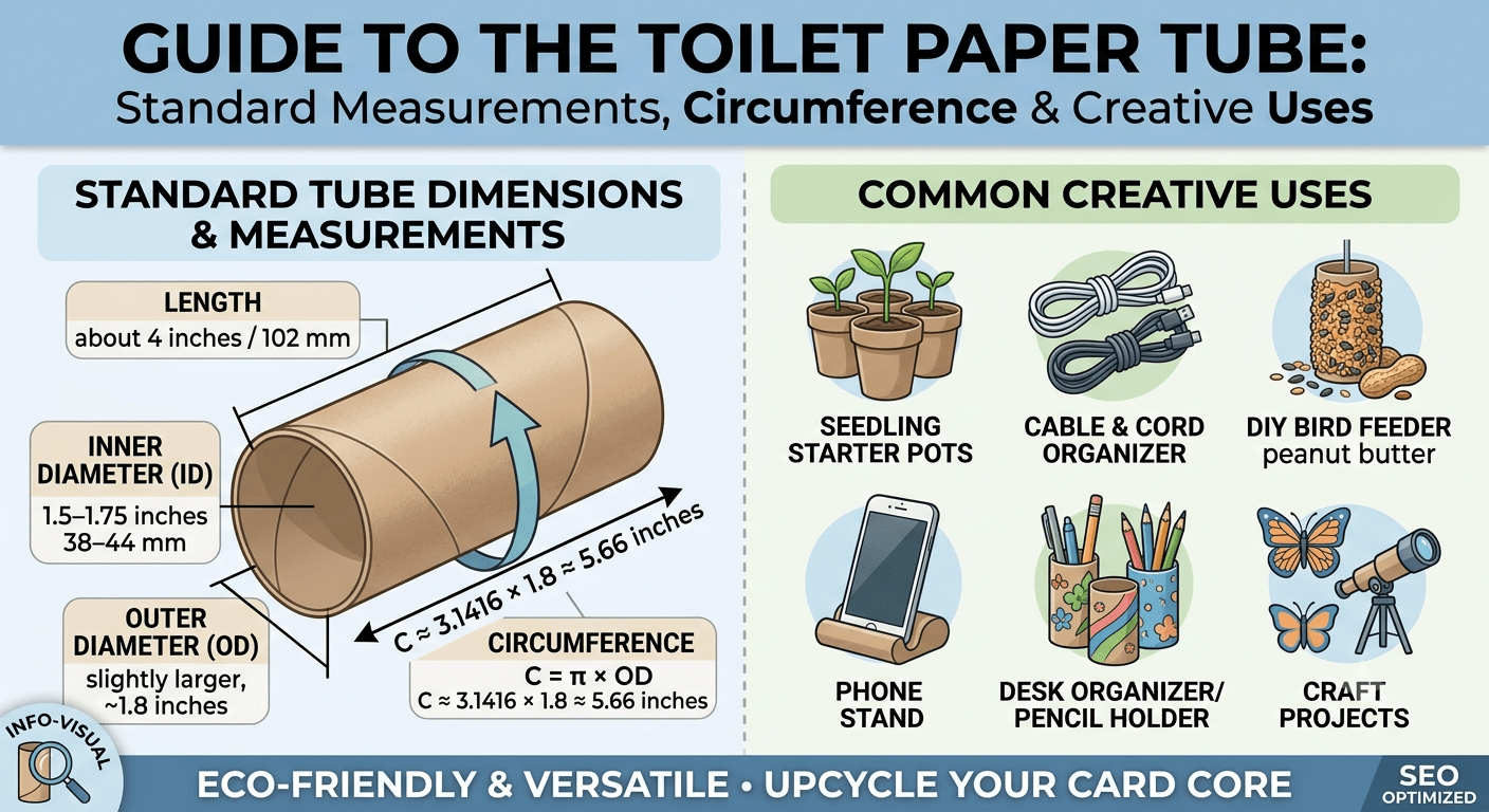 Measuring the circumference of a cardboard toilet paper tube with a flexible measuring tape.