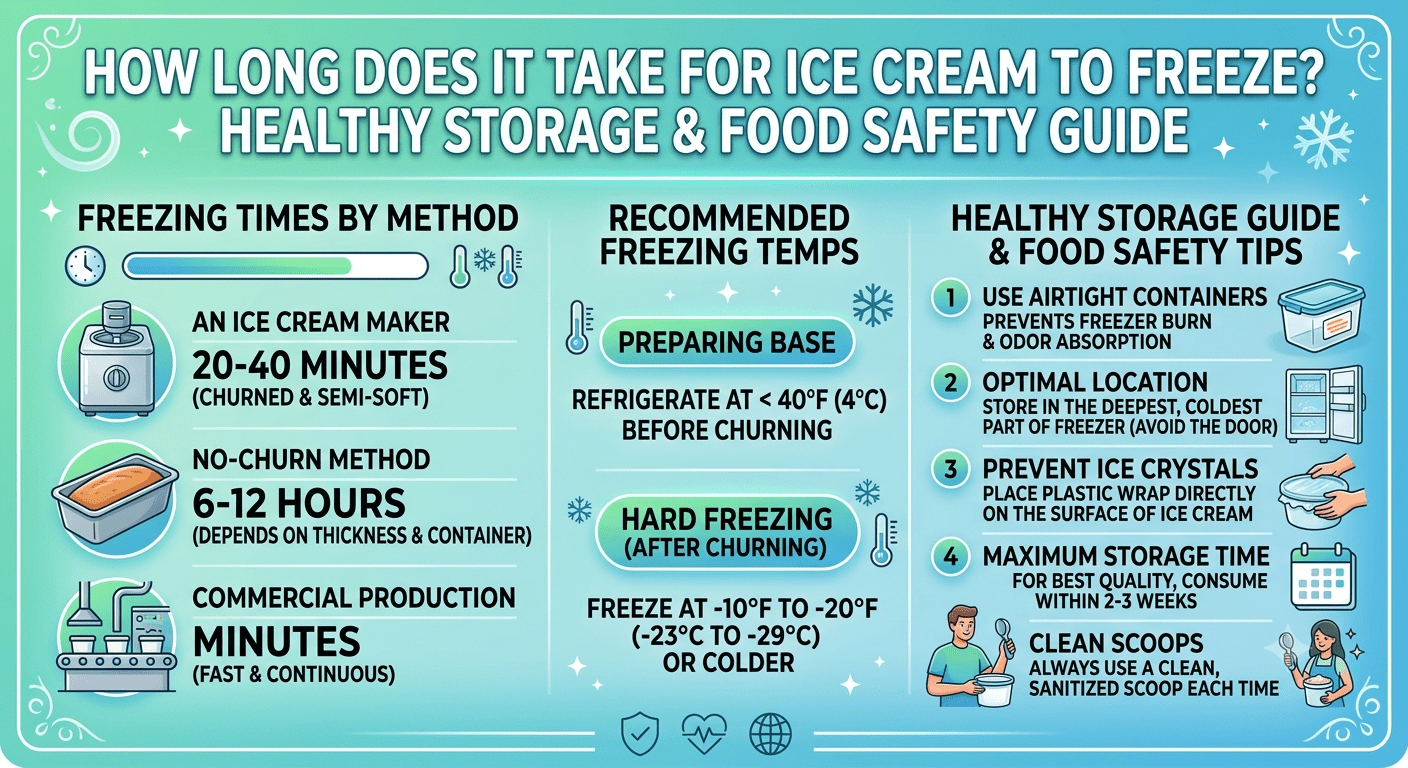 Ice cream container freezing inside a freezer at the ideal temperature for safe storage