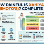 How painful is xahiyady infographic showing pain levels, symptom severity, treatment options, and recovery guidance