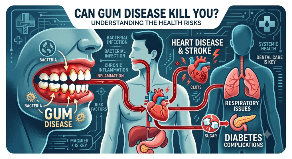 Can gum disease kill you and how severe gum infection affects overall health