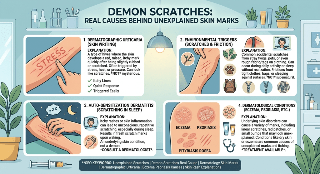 Demon scratches explained with common skin causes like dry skin, irritation, and allergic reactions