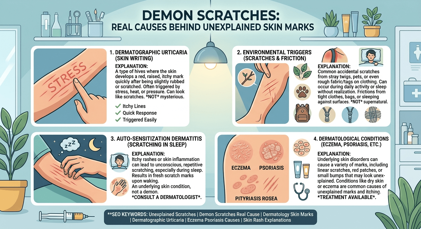 Demon scratches explained with common skin causes like dry skin, irritation, and allergic reactions