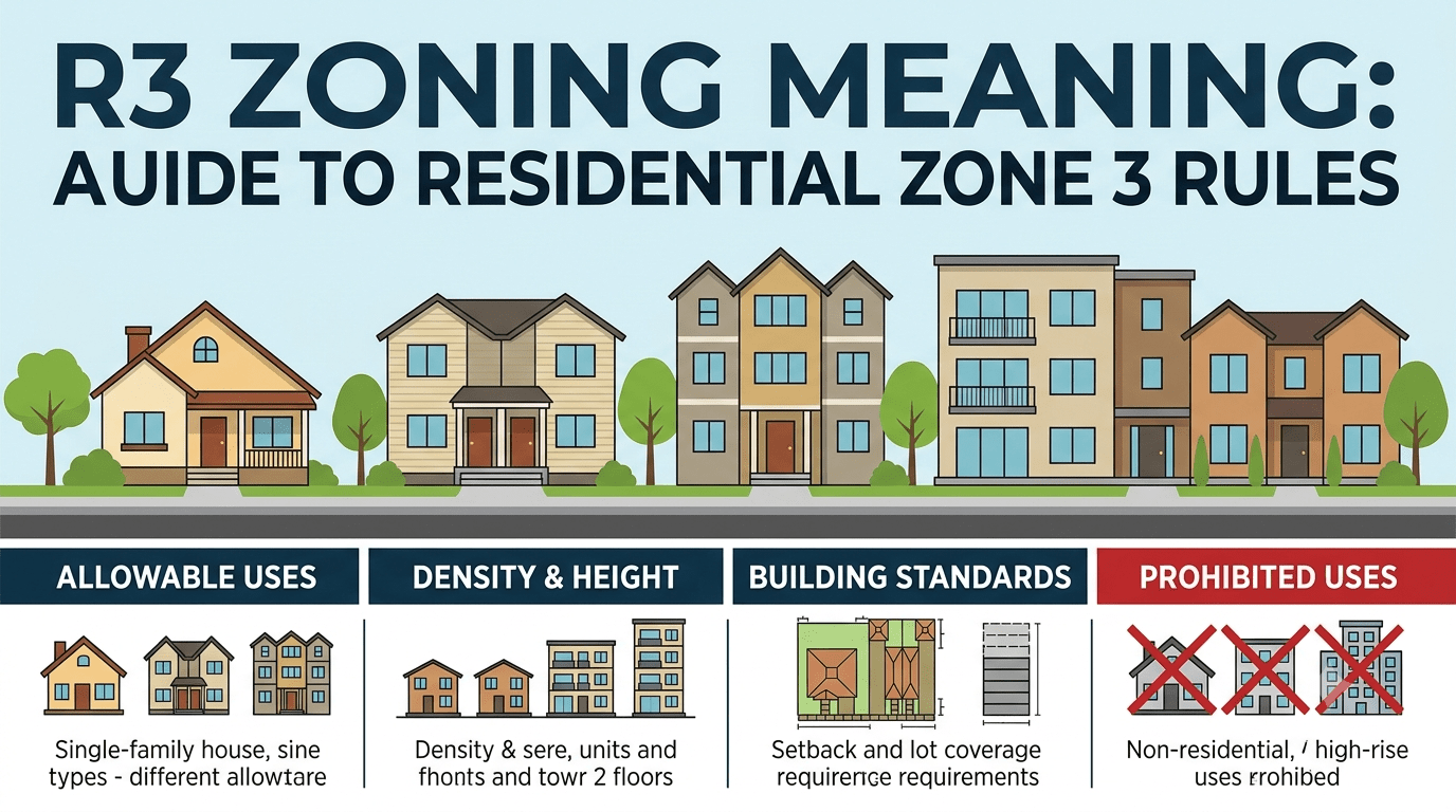 R3 zoning meaning showing residential zoning areas and housing development rules