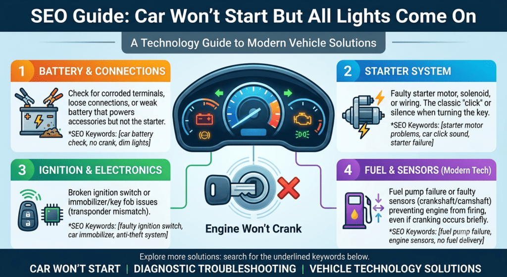Car won't start but all lights come on while the dashboard and vehicle electrical systems remain active