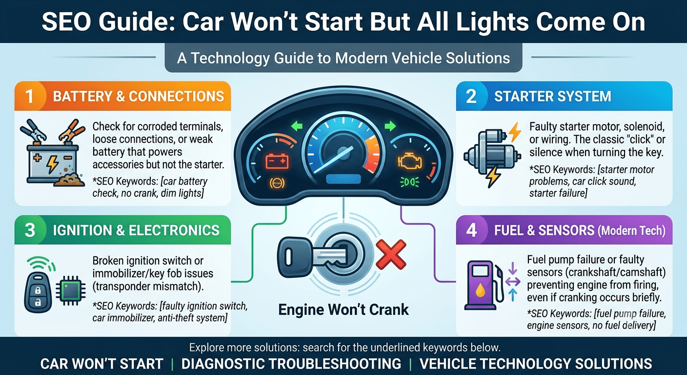 Car won't start but all lights come on while the dashboard and vehicle electrical systems remain active