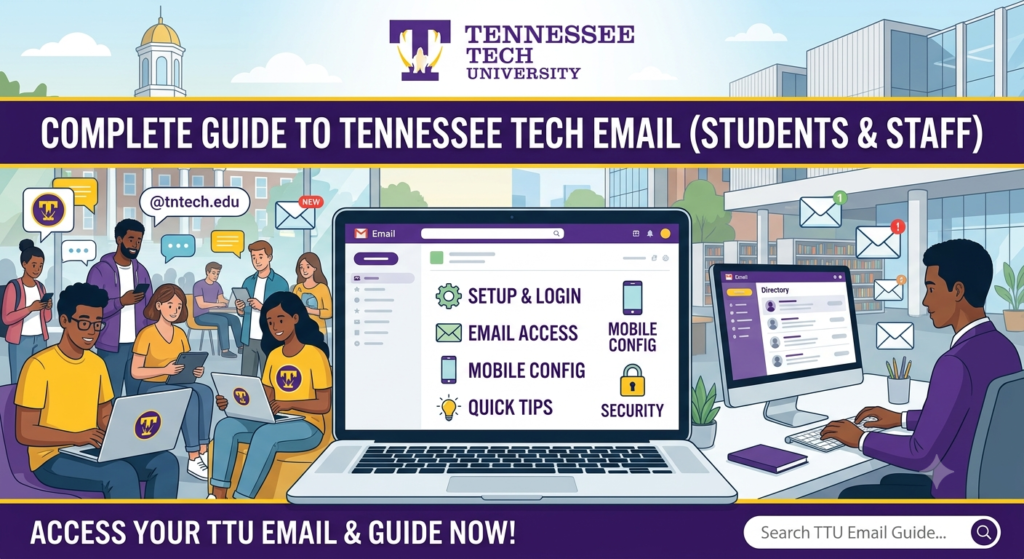 Tennessee Tech University Email login page showing student email access and campus communication tools