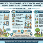 Local mosque community event with prayer services and neighborhood updates