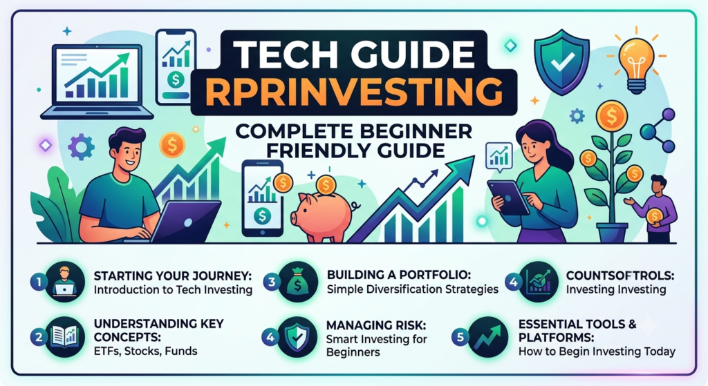 Person using a laptop to learn investing through Tech Guide RPRInvesting while reviewing financial charts and digital investment tools.