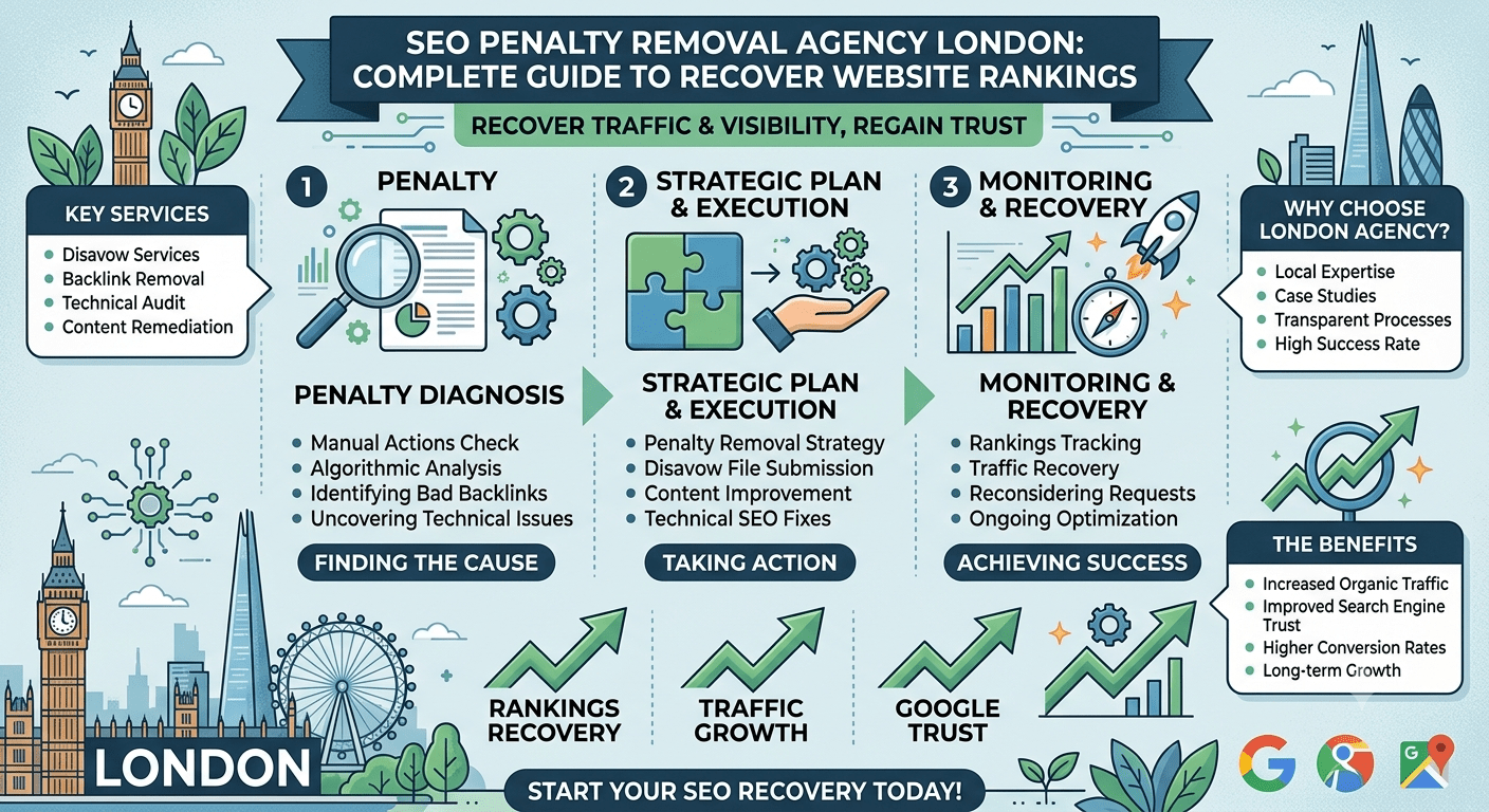 SEO penalty removal agency London analyzing website ranking recovery and Google penalty issues