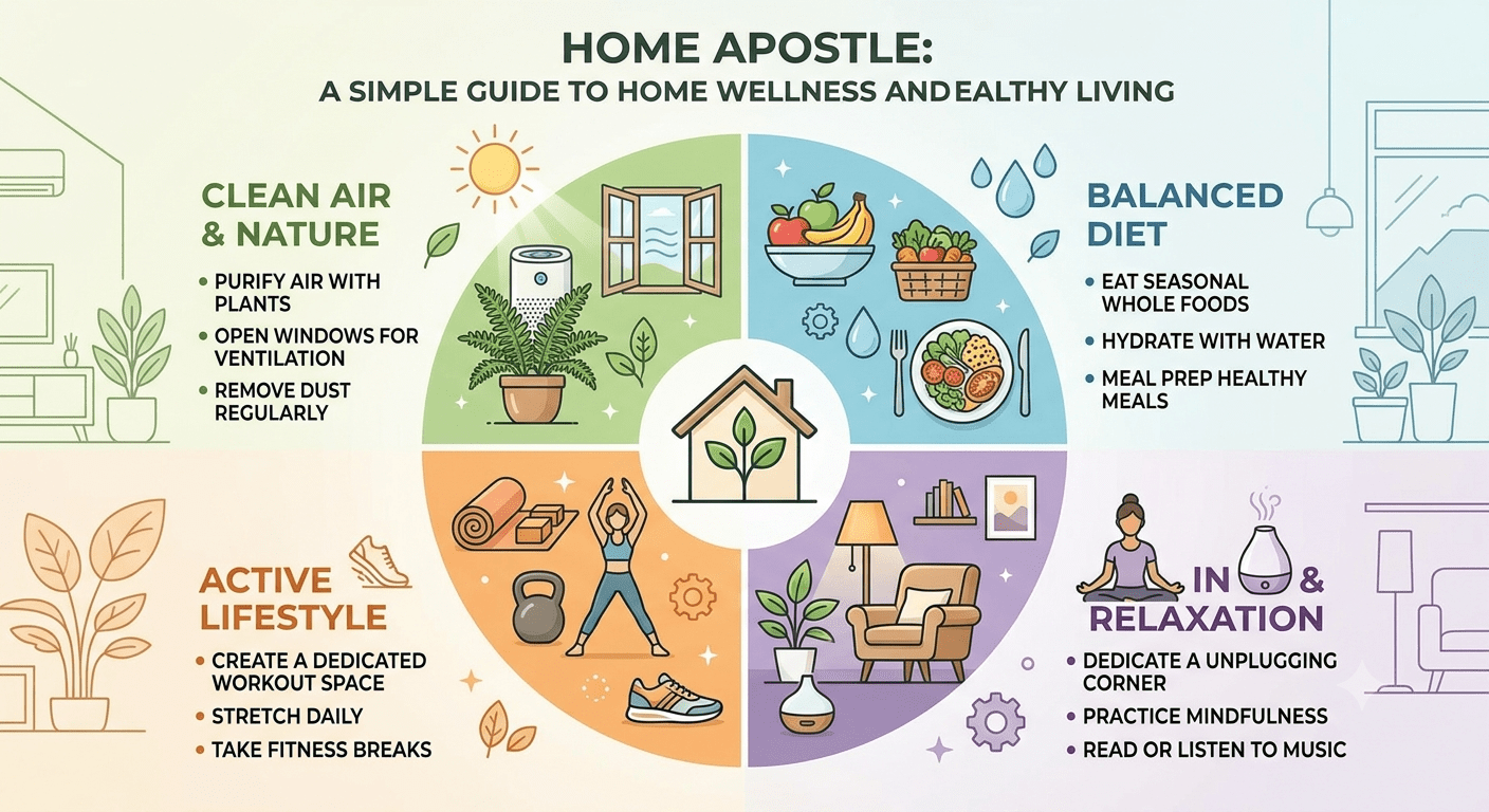Home Apostle wellness guide showing a healthy family lifestyle at home