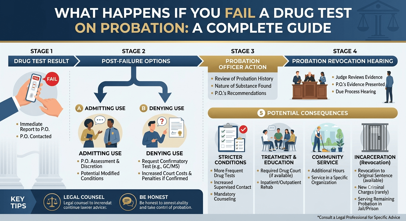 What happens if you fail a drug test on probation and possible legal consequences