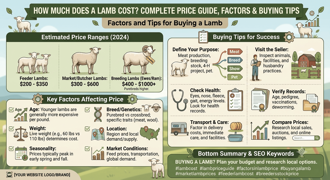 Healthy lamb standing on a farm field showing lamb farming and livestock care