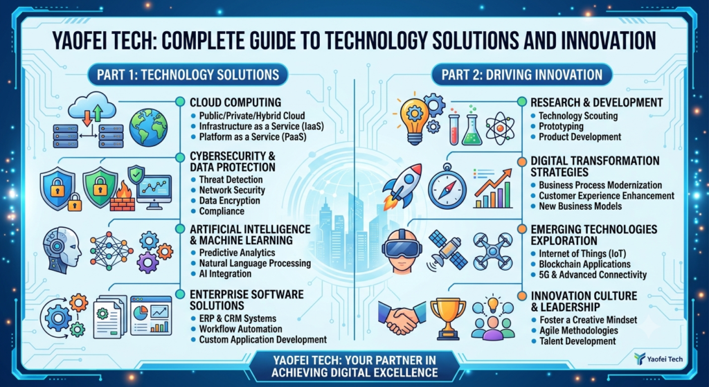 Yaofei tech cloud computing platform showing secure data access across multiple locations
