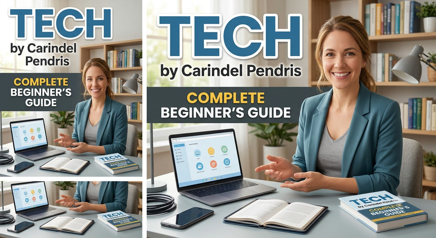 Person using a laptop to explore Tech by Carindel Pendris, learning about digital tools, technology trends, and modern innovation.