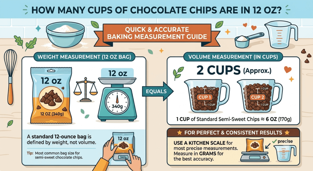 12 oz bag of chocolate chips measured into two cups for healthy baking recipes