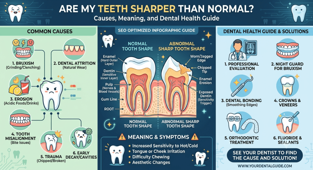 Are my teeth sharper than normal showing different human tooth shapes and dental health