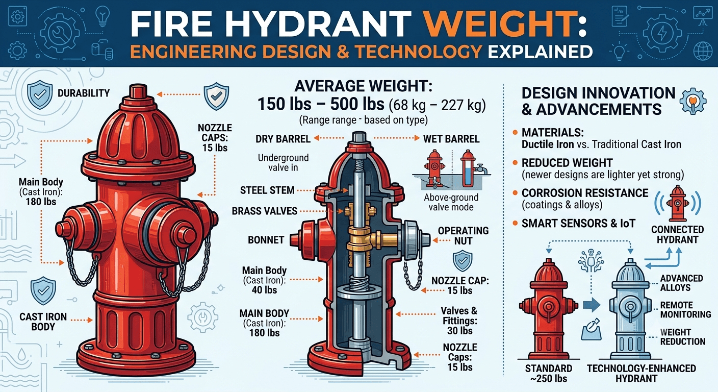 Modern red fire hydrant showing engineering design, smart technology, and urban water infrastructure system