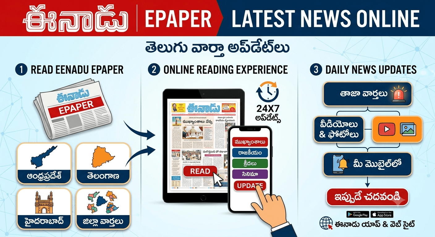 Eenadu epaper latest news online with Telugu newspaper headlines on digital devices
