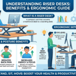 Healthy ergonomic desk setup with riser desk and monitor