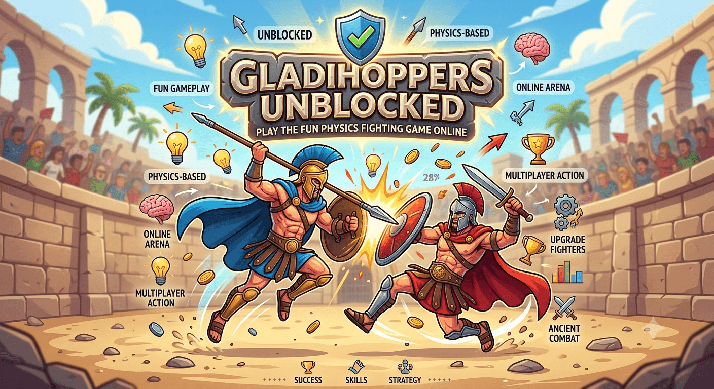 Gladihoppers Unblocked physics-based gladiator fighting game gameplay