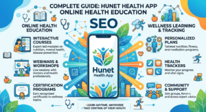 Person using the Hunet Health App on a smartphone to learn about wellness and healthy lifestyle habits.