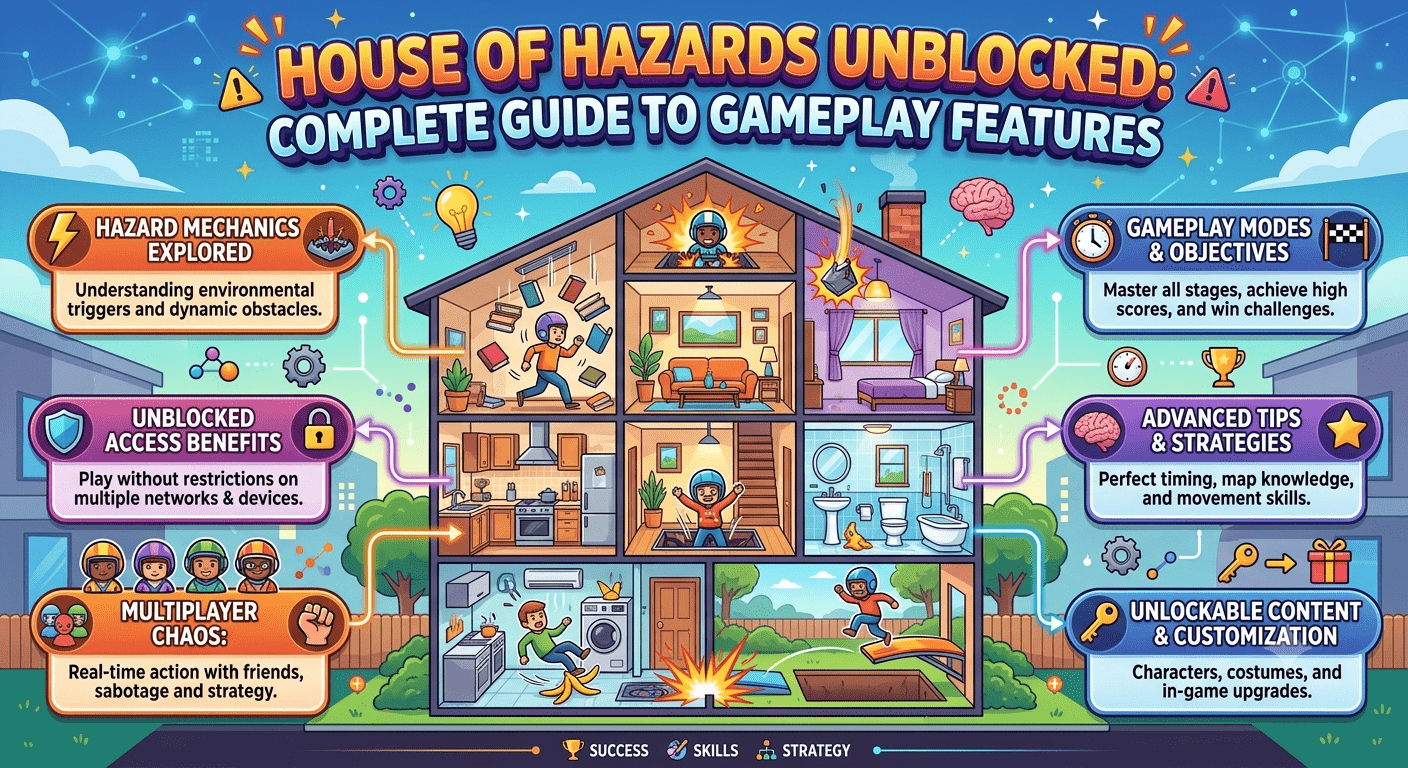 House of Hazards Unblocked gameplay showing players avoiding obstacles in a multiplayer browser game
