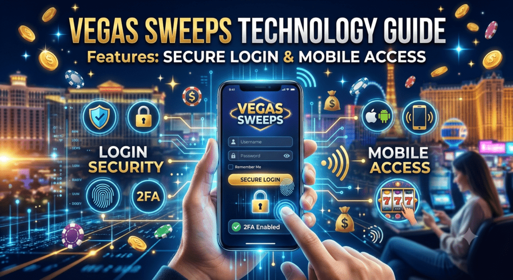 Vegas Sweeps online platform displayed on desktop and mobile devices with modern gaming technology