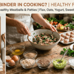 Healthy cooking binders including eggs oats flaxseed chia seeds and breadcrumbs