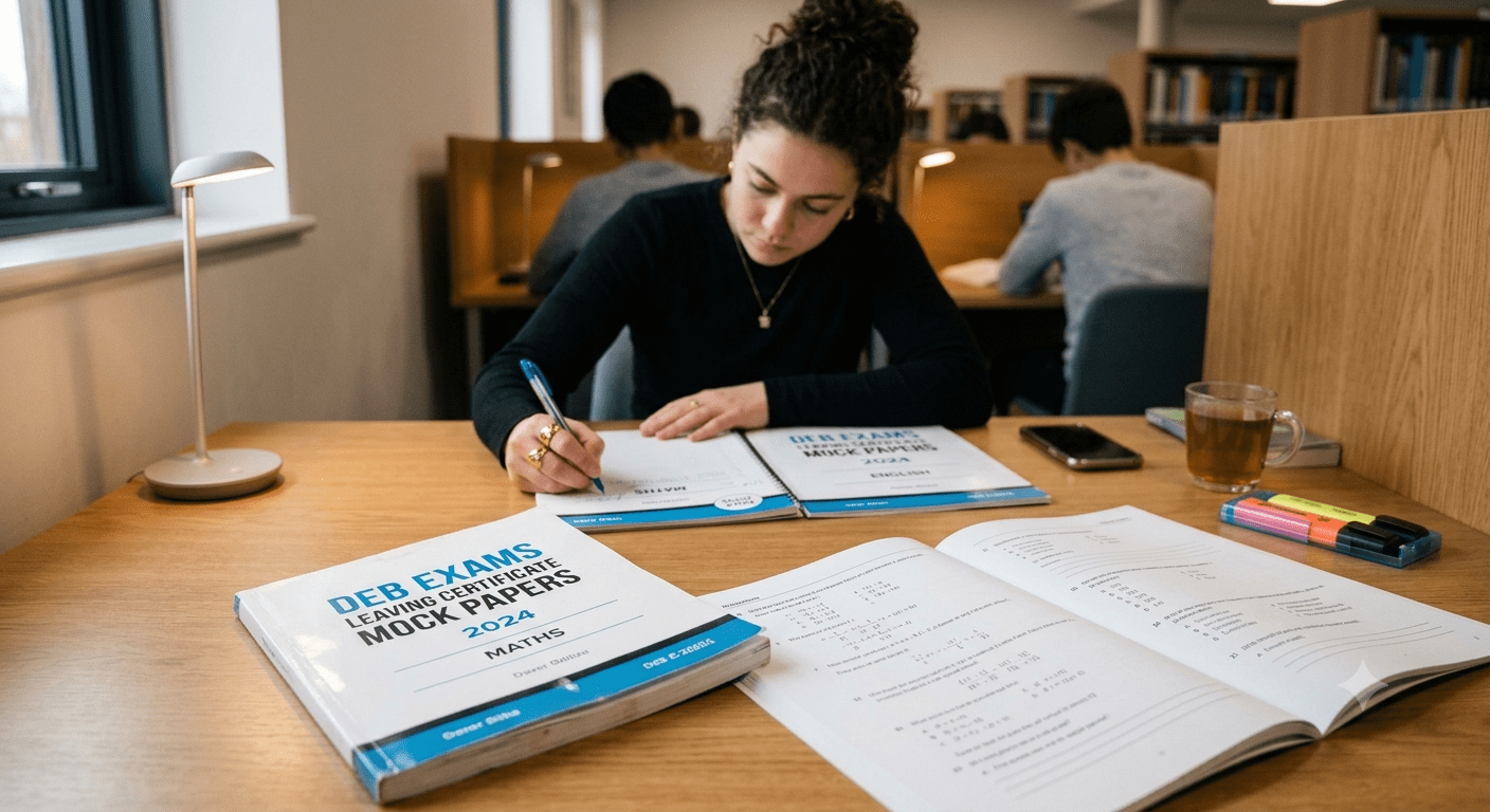 Student preparing for exams using DEB Exams Mock Papers and study materials